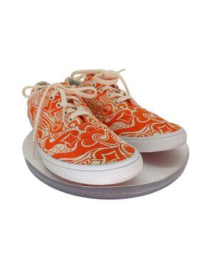 Bucketfeet Orange Sherbet Canvas Lace Up Sneakers Womens US 9 Rubber Sole Shoes